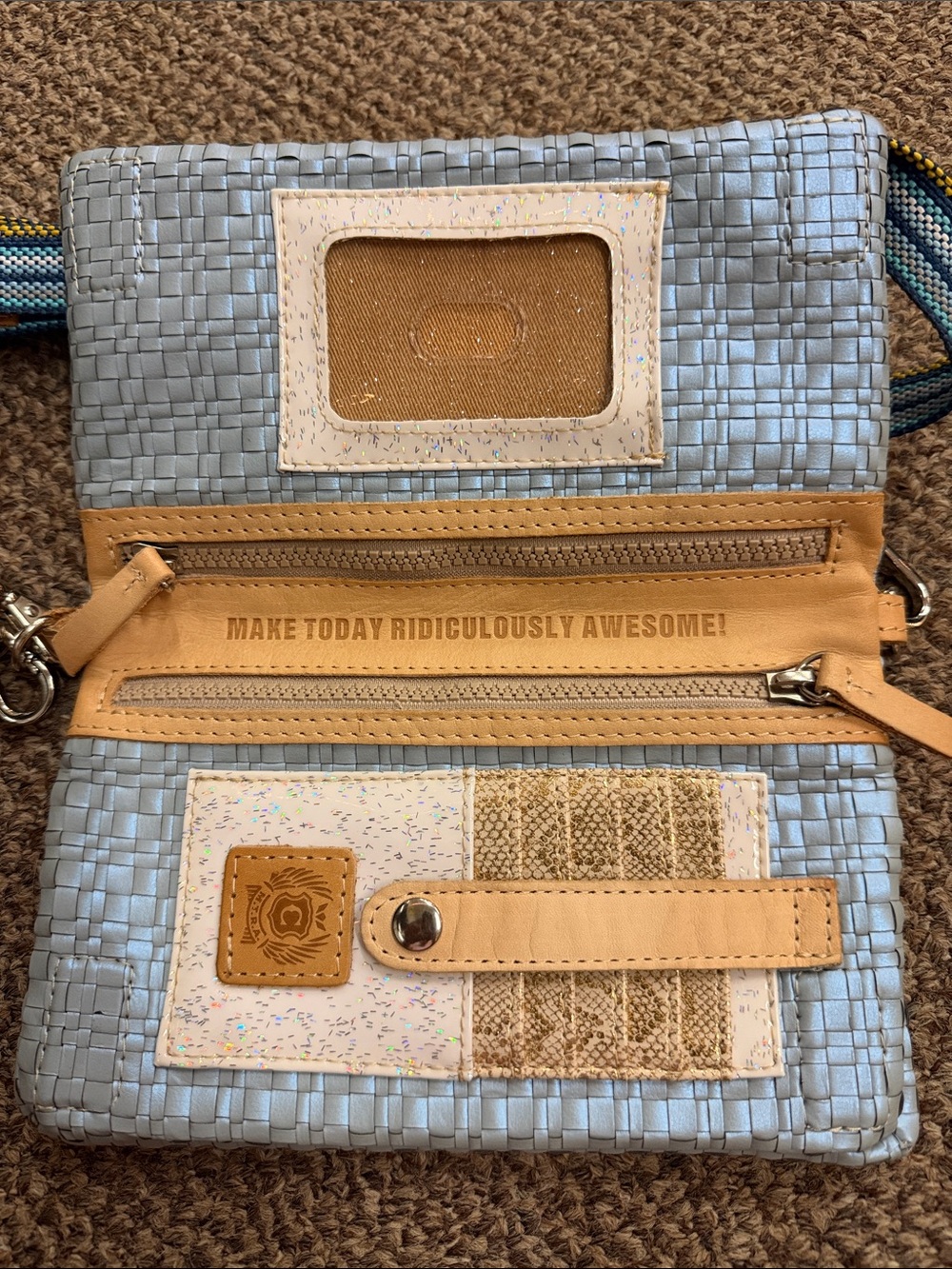 Consuela Skye Uptown Crossbody Purse with Striped Blue-Yellow Strap - Picture 2 of 4